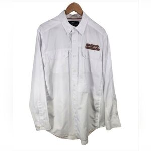 Harley-Davidson White Button Shirt Men's Size L Long Sleeve